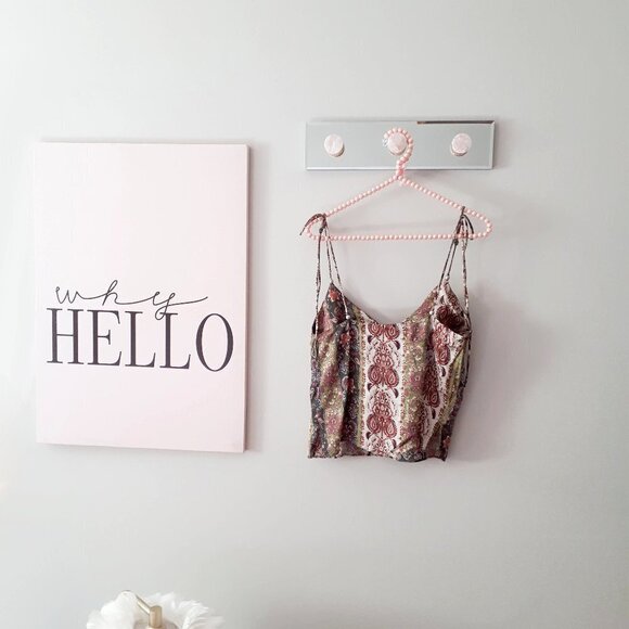 NWOT Zara floral print satin effect sleeveless self-tie strap cami top, XS - Picture 9 of 13